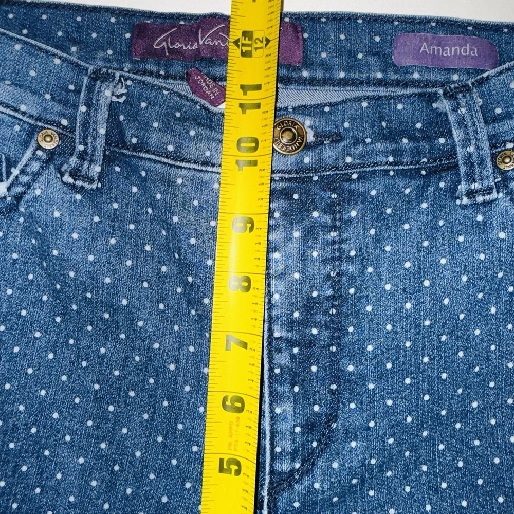 Gloria Vanderbilt Amanda Jeans 12P Blue Polka Dot Tapered Leg High Rise Petite - Picture 5 of 8